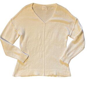 Women's STYLUS Super Soft Plush Oversized Pullover V-Neck Sweater IVORY Large